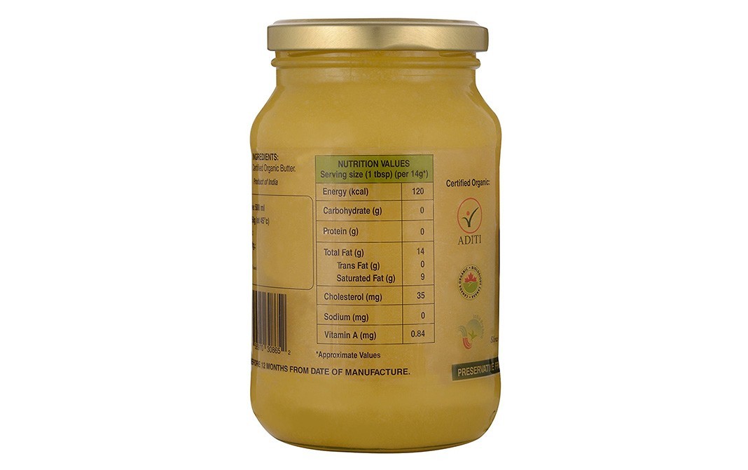 Umanac Organic Cow Ghee    Glass Jar  500 millilitre